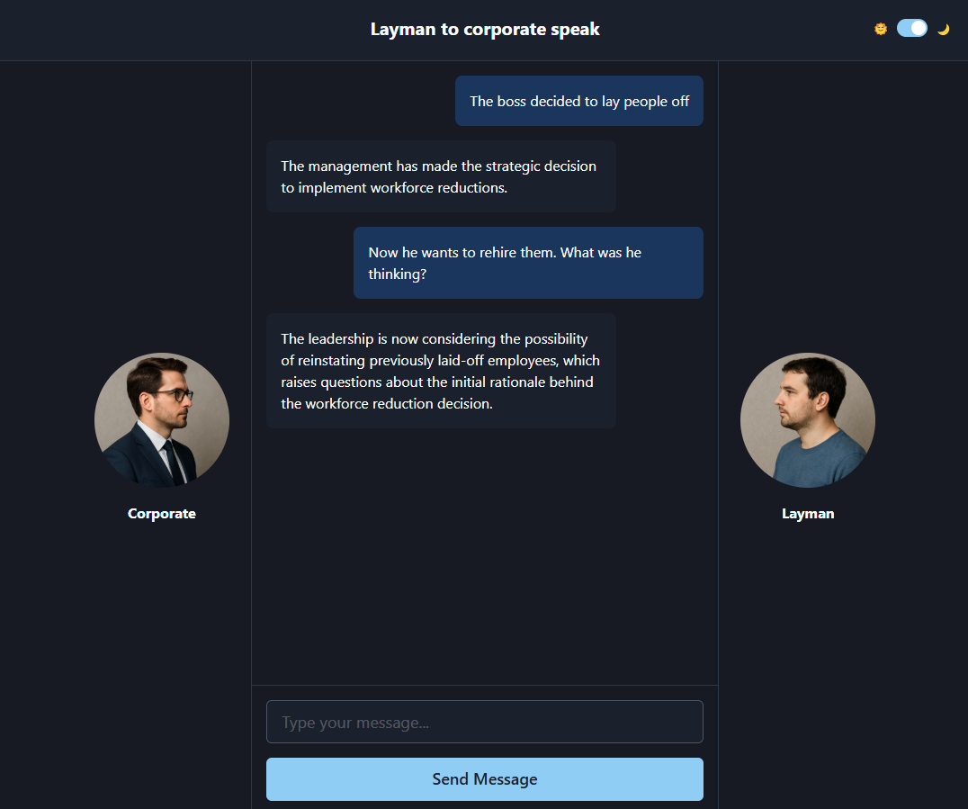 Layman to Corporate Screenshot