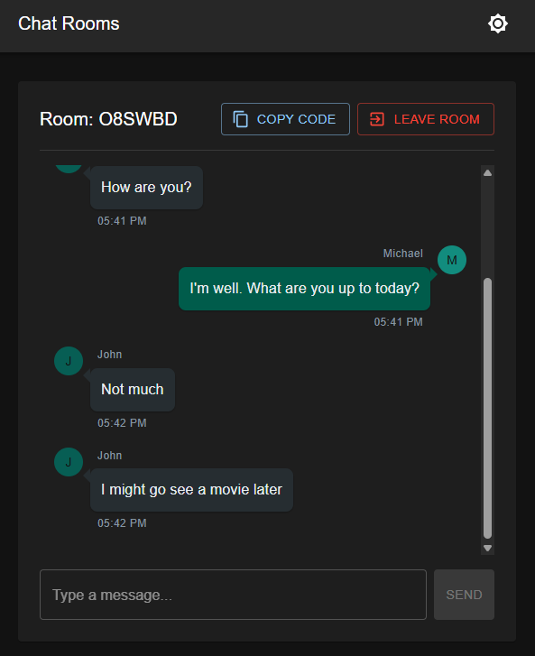 Text Chat Screenshot